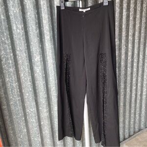 VTG Y2K Black Beaded Split Wide Leg High Waist Pants Size Medium